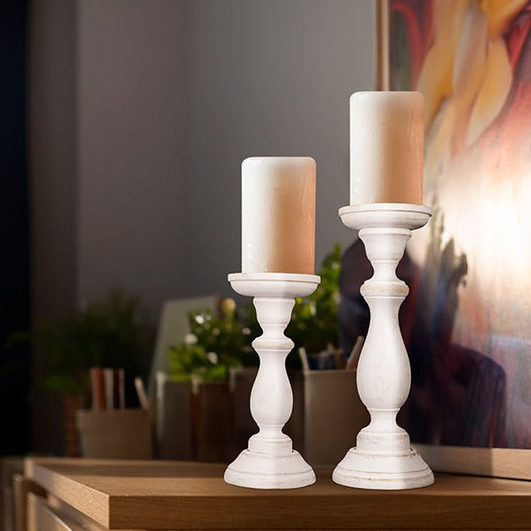 Tuli Shabby Chic Large Pillar Candleholder Set