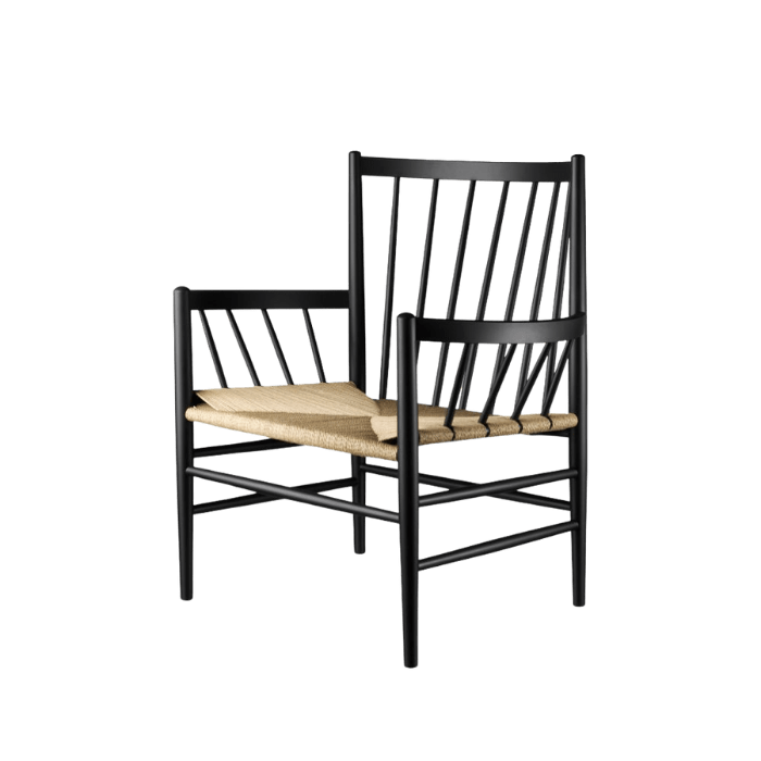 FDB Møbler J82 Lounge Chair, Jet Black Painted Beech