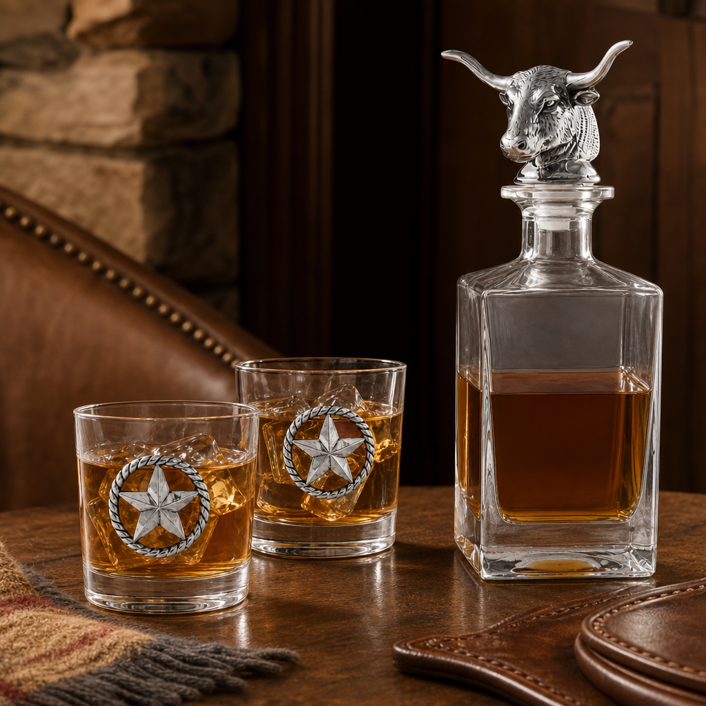 Longhorn Decanter Set with Pair of Glasses