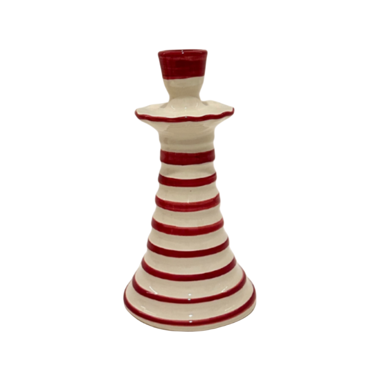 Crimson Red Stripe Ruffle Candleholder