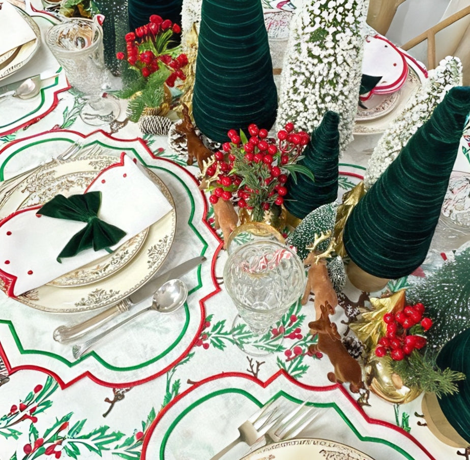 100% Linen - Studio Collection: Christmas Parker Placemats  (Set of 4)