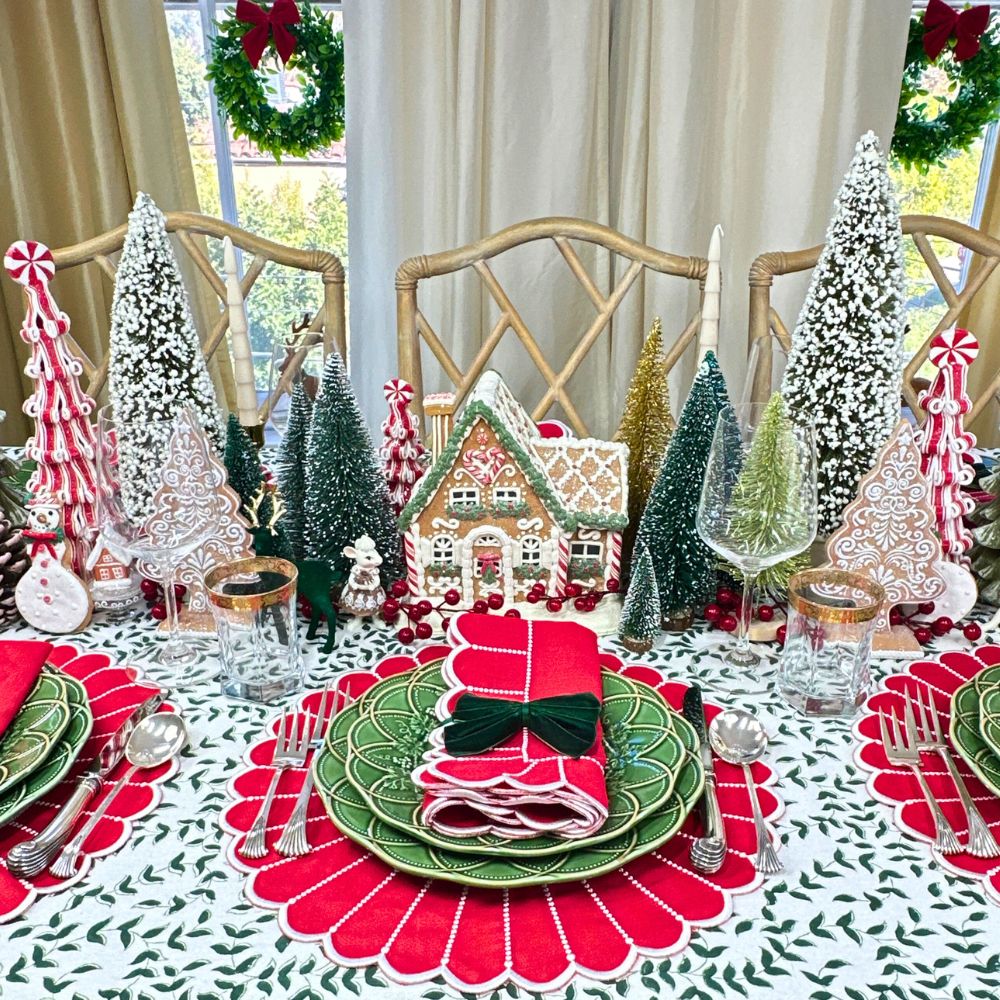 100% Linen - Studio Collection: Pippa Placemat - Red/White (Set of 4)