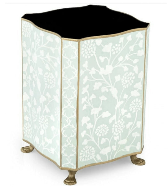 Pale Green Floral Wastepaper Basket - The Mayfair Hall
