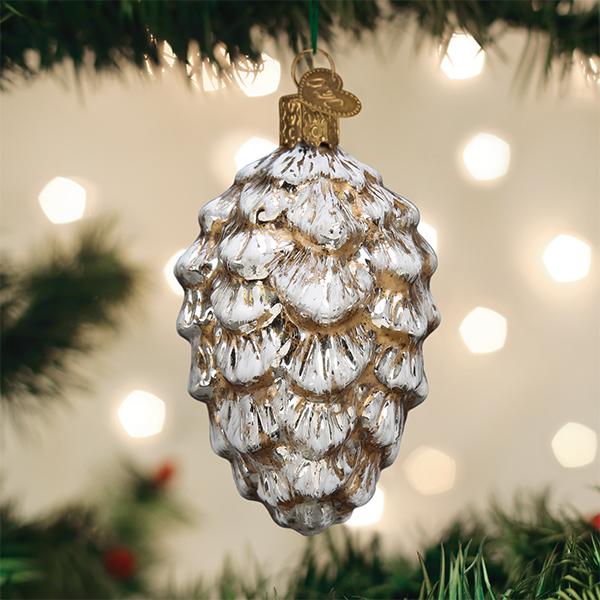 Vintage Ponderosa Pine Cone Blown Glass Christmas Ornament by Old World Christmas