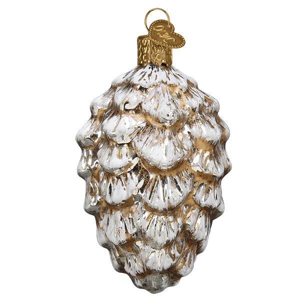 Vintage Ponderosa Pine Cone Blown Glass Christmas Ornament by Old World Christmas