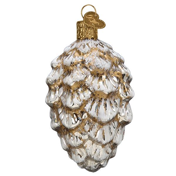 Vintage Ponderosa Pine Cone Blown Glass Christmas Ornament by Old World Christmas