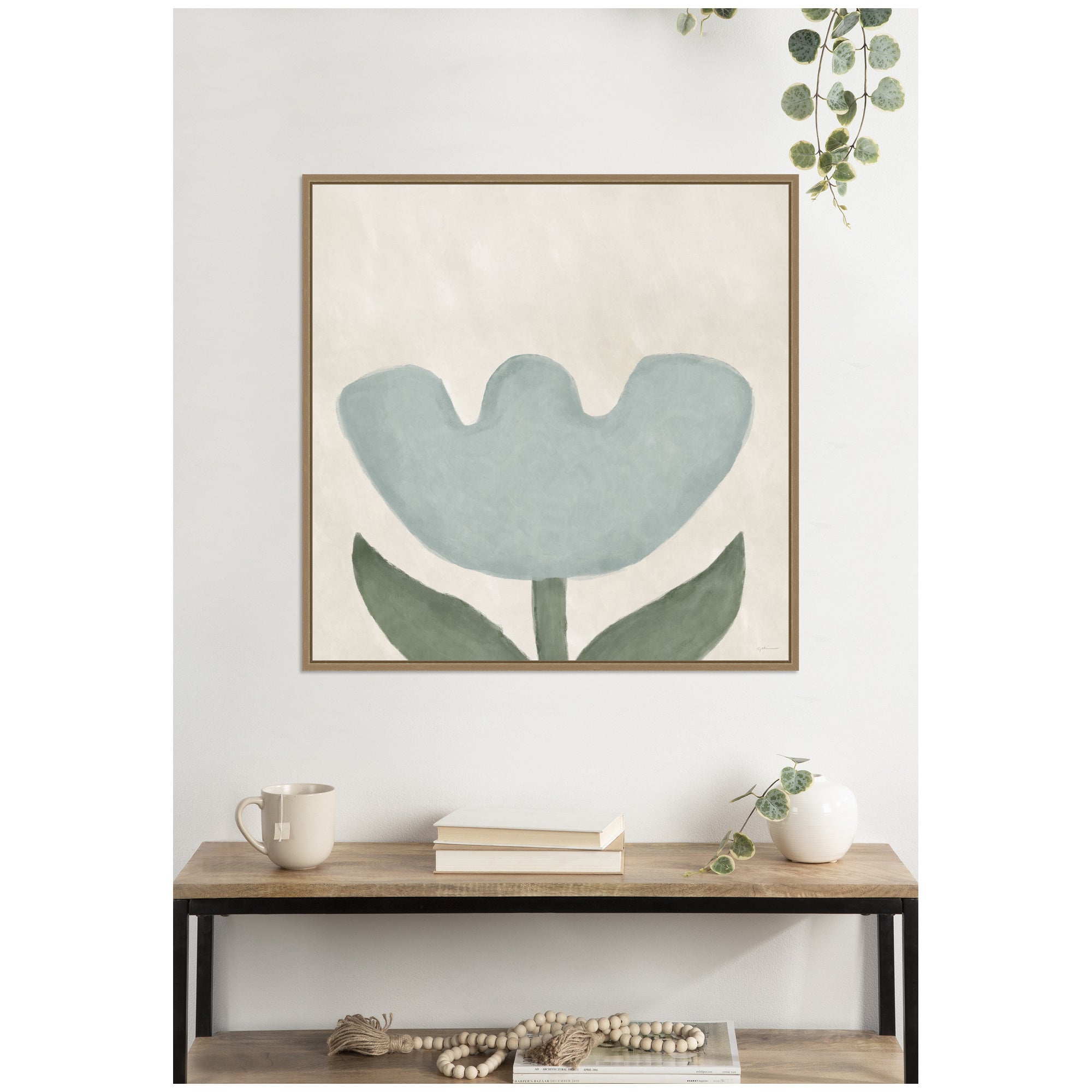 Blue Flower by Gabrielly Guedes Framed Canvas Wall Art Print