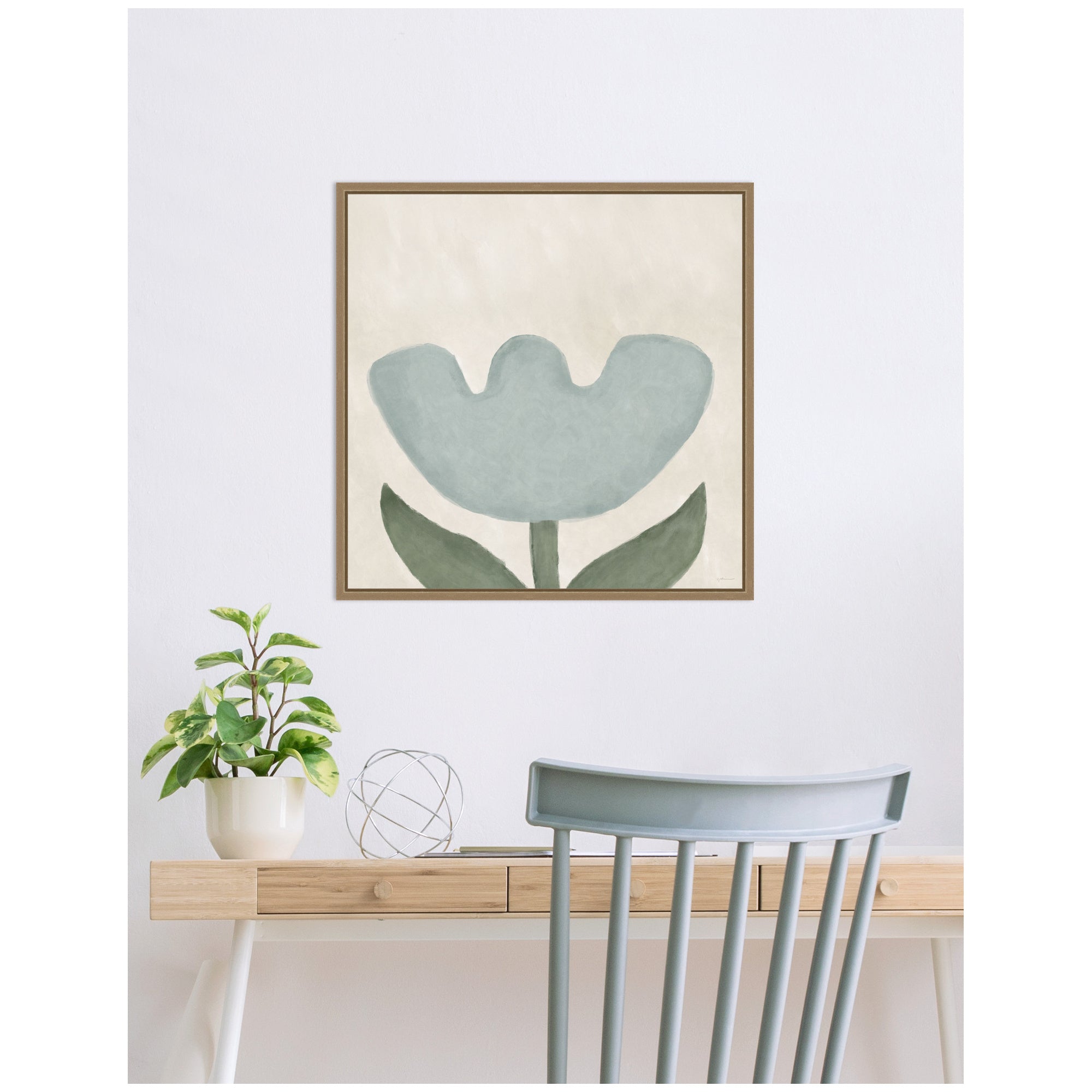 Blue Flower by Gabrielly Guedes Framed Canvas Wall Art Print