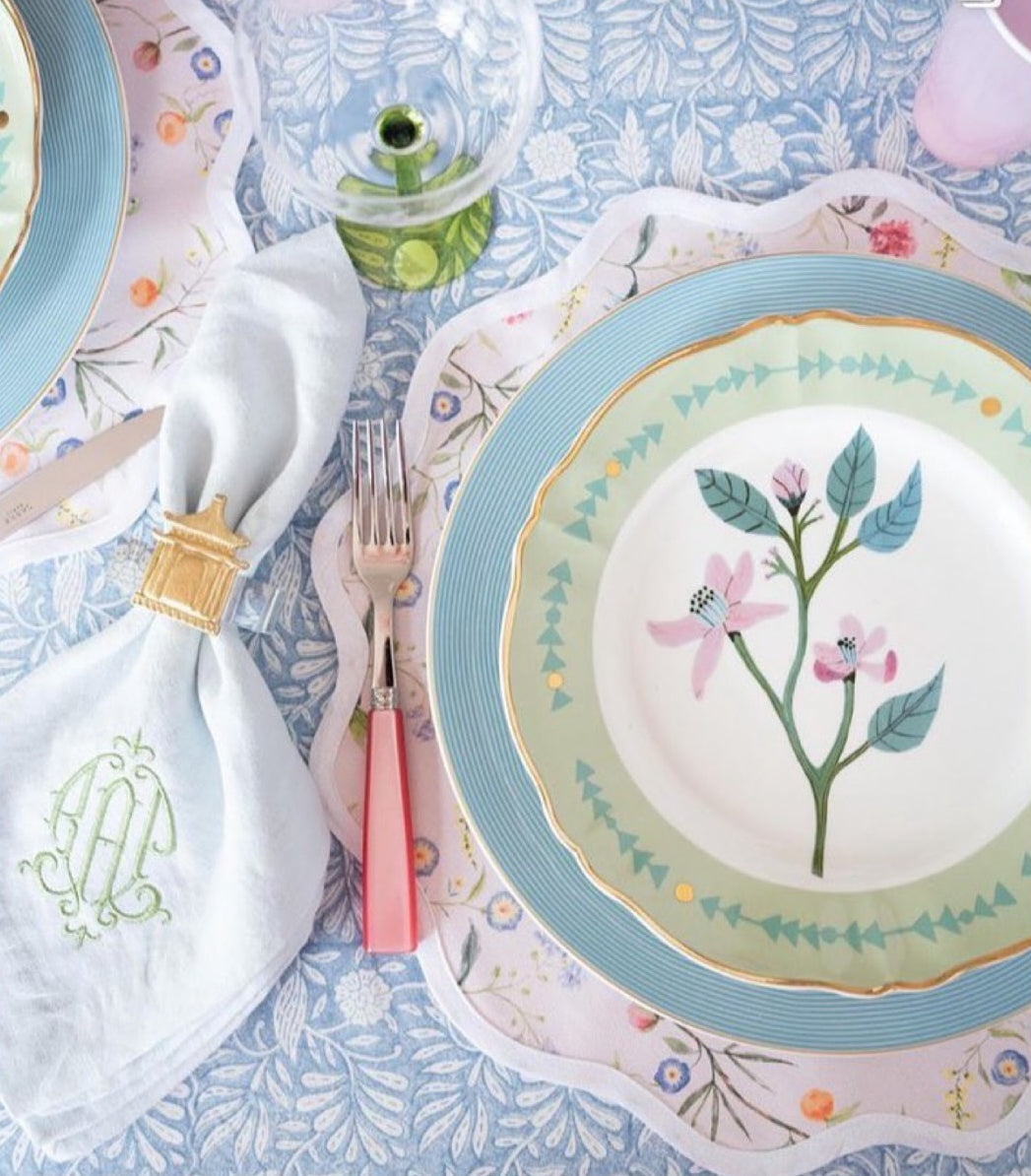 Round Scalloped Placemat | Jardin de Fleurs - Pink