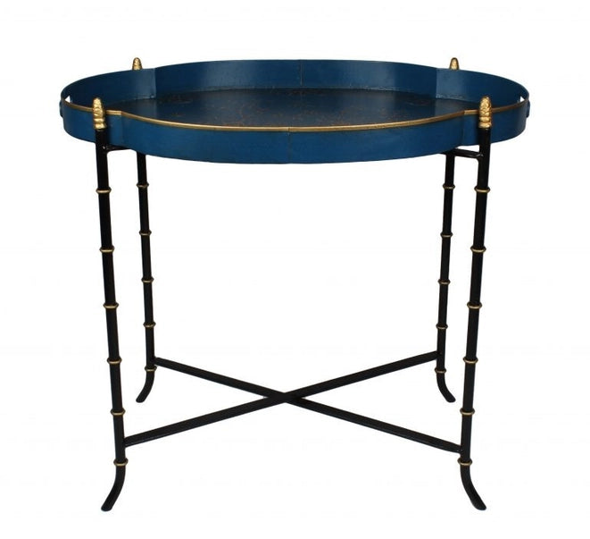 Blue/Gold Scalloped Tray Table - The Mayfair Hall