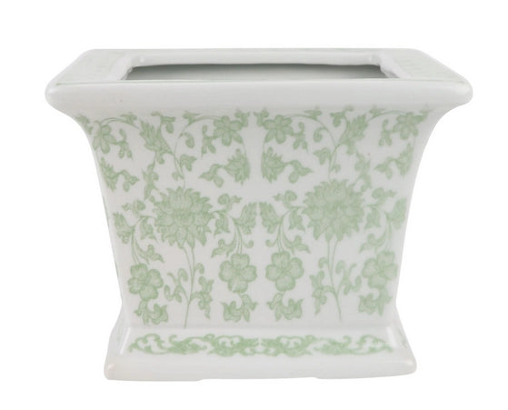 Beautiful Soft Green Square Floral Container - The Mayfair Hall