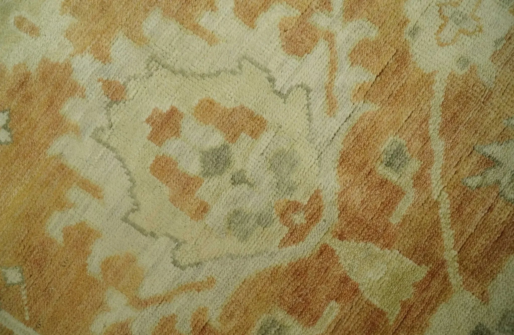 5.8x8.4 Hand Knotted Rust and Beige Traditional Oushak Wool Area Rug - The Mayfair Hall