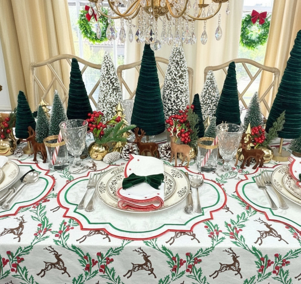 100% Linen - Studio Collection: Christmas Parker Placemats  (Set of 4)