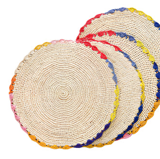 Aura raffia tabletop, colorful edge placemat