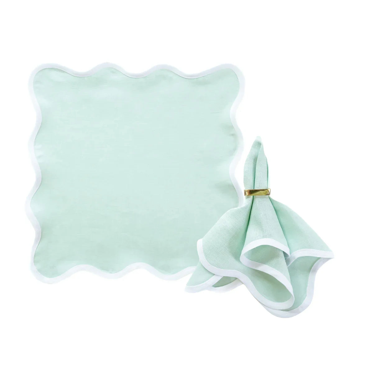 Linen Scalloped Square | Sage Green