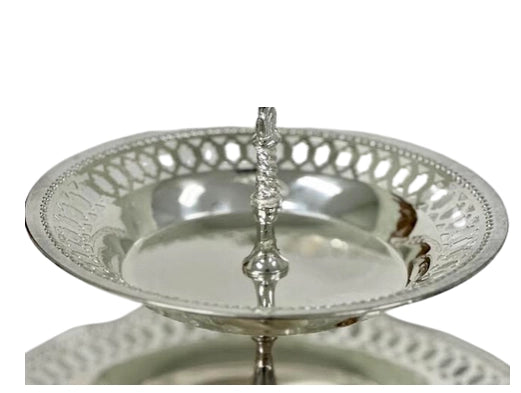 Incredible Pierced Two Tier Silver Server - The Mayfair Hall
