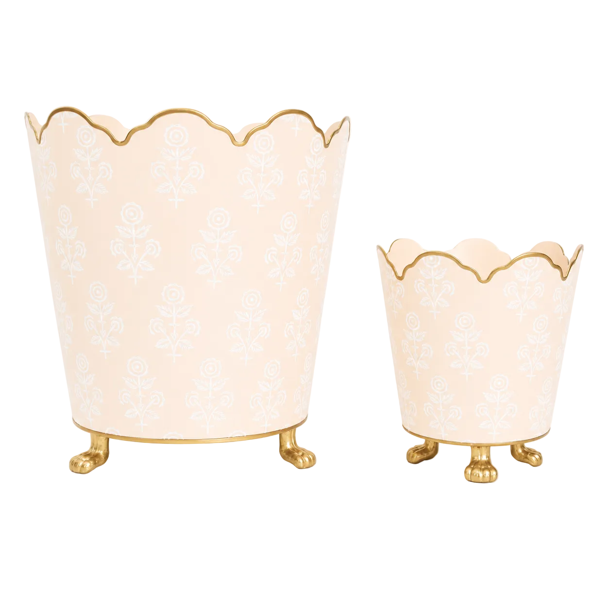 Pale Peach FLORAL SCALLOPED PLANTER (2 Sizes)