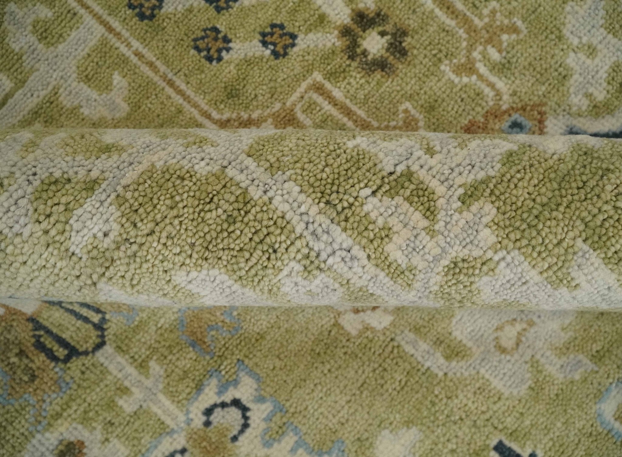 5x8, 6x9, 8x10, 9x12, 10x14 and 12x15 Hand Knotted Olive, Silver and Beige Traditional Persian Vintage Heriz Serapi Wool Rug | TRDCP746 - The Rug Decor