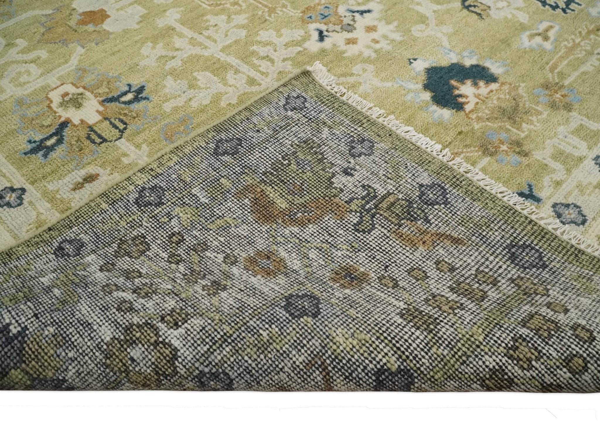 5x8, 6x9, 8x10, 9x12, 10x14 and 12x15 Hand Knotted Olive, Silver and Beige Traditional Persian Vintage Heriz Serapi Wool Rug | TRDCP746 - The Rug Decor