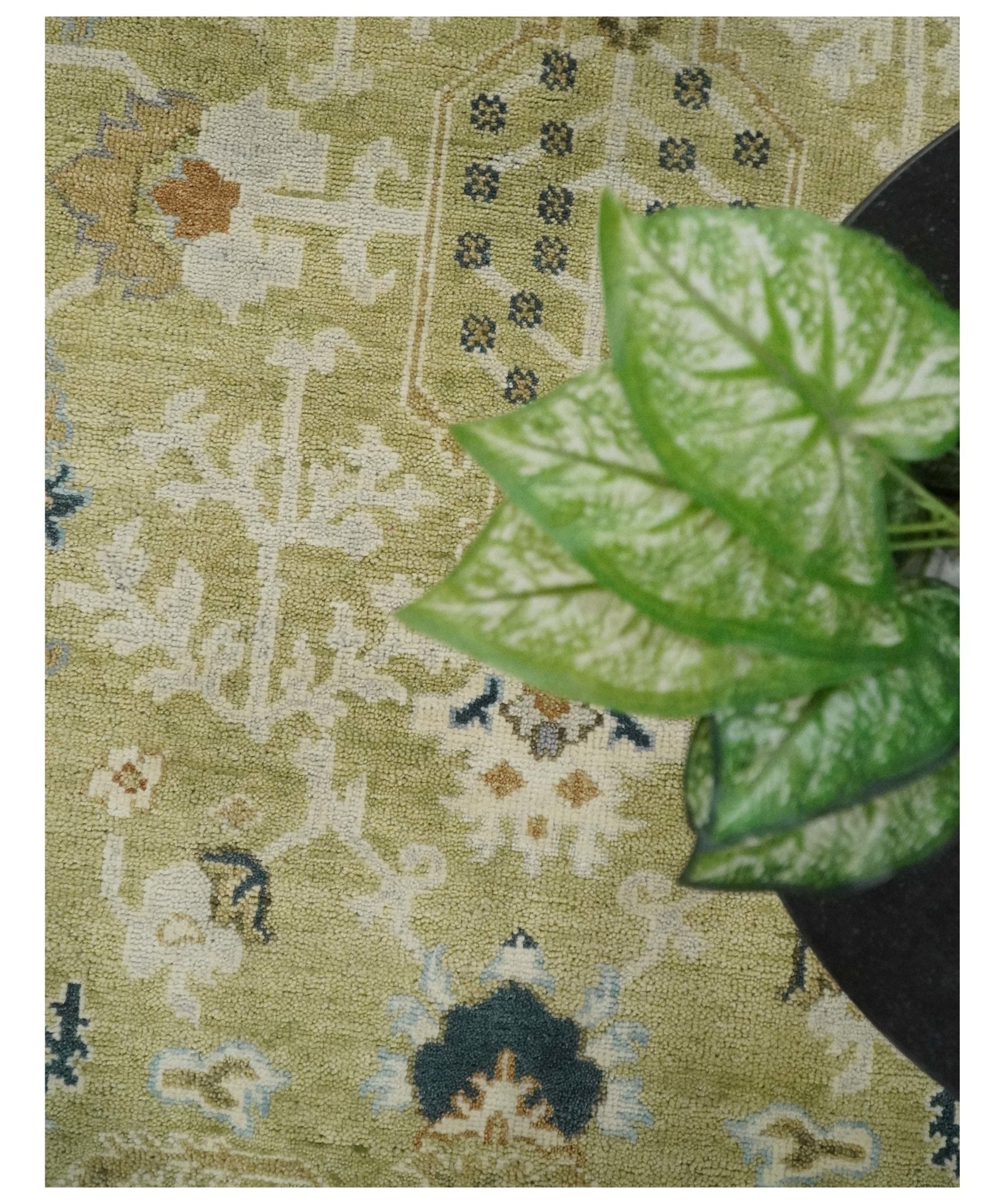 5x8, 6x9, 8x10, 9x12, 10x14 and 12x15 Hand Knotted Olive, Silver and Beige Traditional Persian Vintage Heriz Serapi Wool Rug | TRDCP746 - The Rug Decor