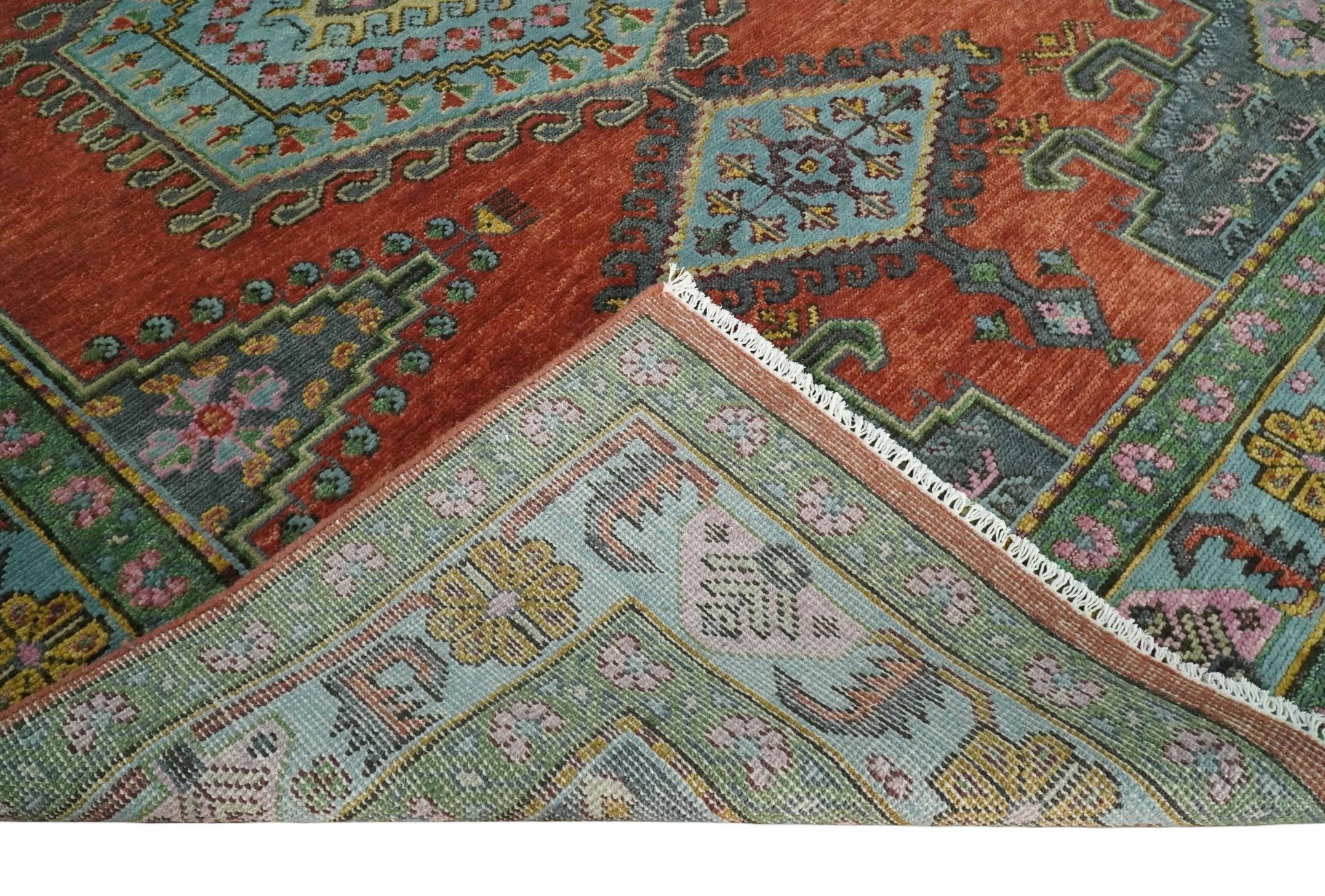 5x8, 6x9, 8x10, 9x12, 10x14 and 12x15 Hand Knotted Red, Blue and Olive Traditional Antique Persian Wool Area Rug | TRDCP914810 - The Rug Decor