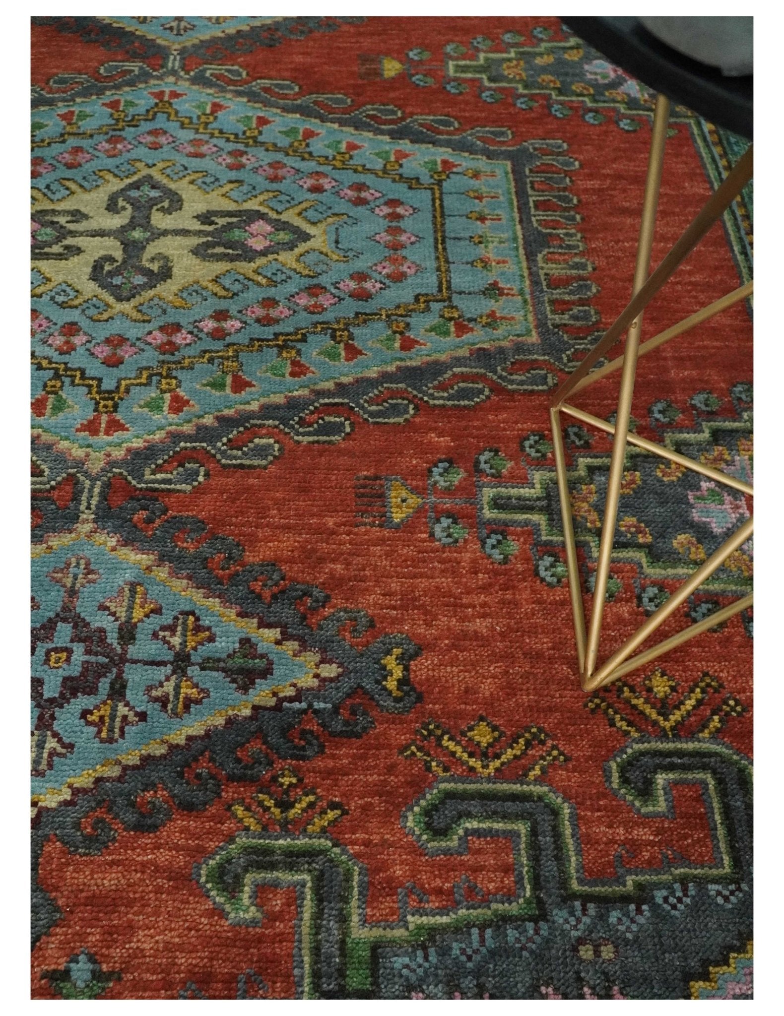 5x8, 6x9, 8x10, 9x12, 10x14 and 12x15 Hand Knotted Red, Blue and Olive Traditional Antique Persian Wool Area Rug | TRDCP914810 - The Rug Decor