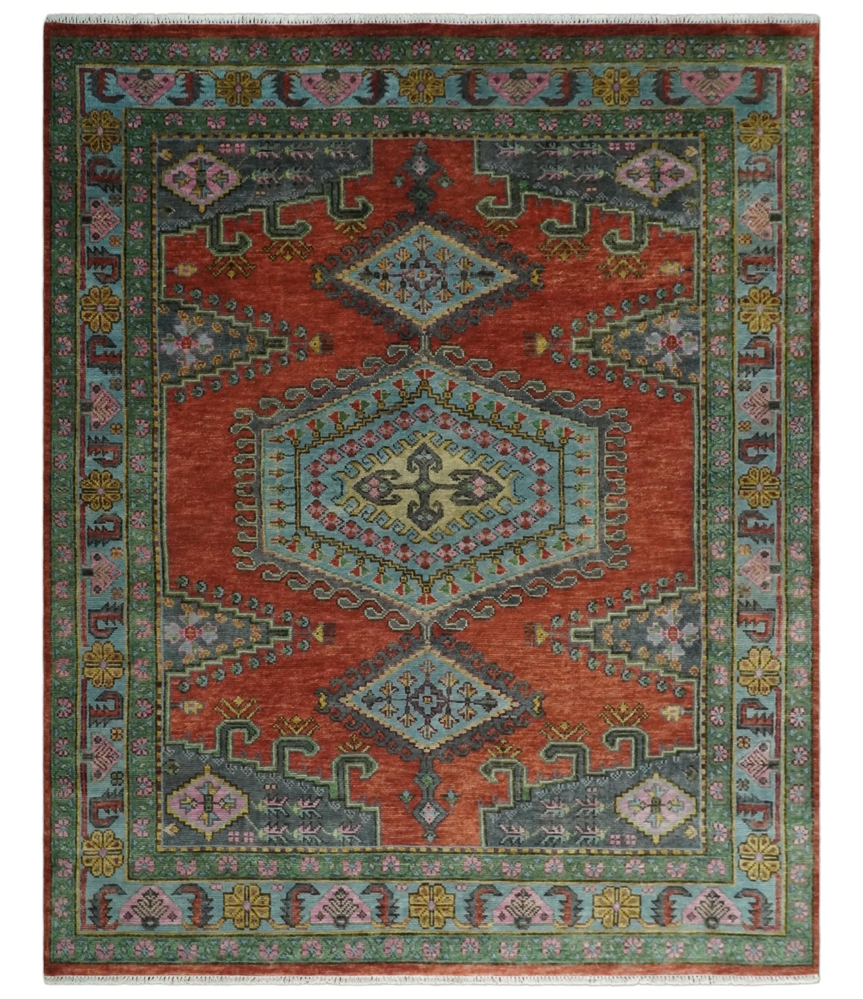 5x8, 6x9, 8x10, 9x12, 10x14 and 12x15 Hand Knotted Red, Blue and Olive Traditional Antique Persian Wool Area Rug | TRDCP914810 - The Rug Decor
