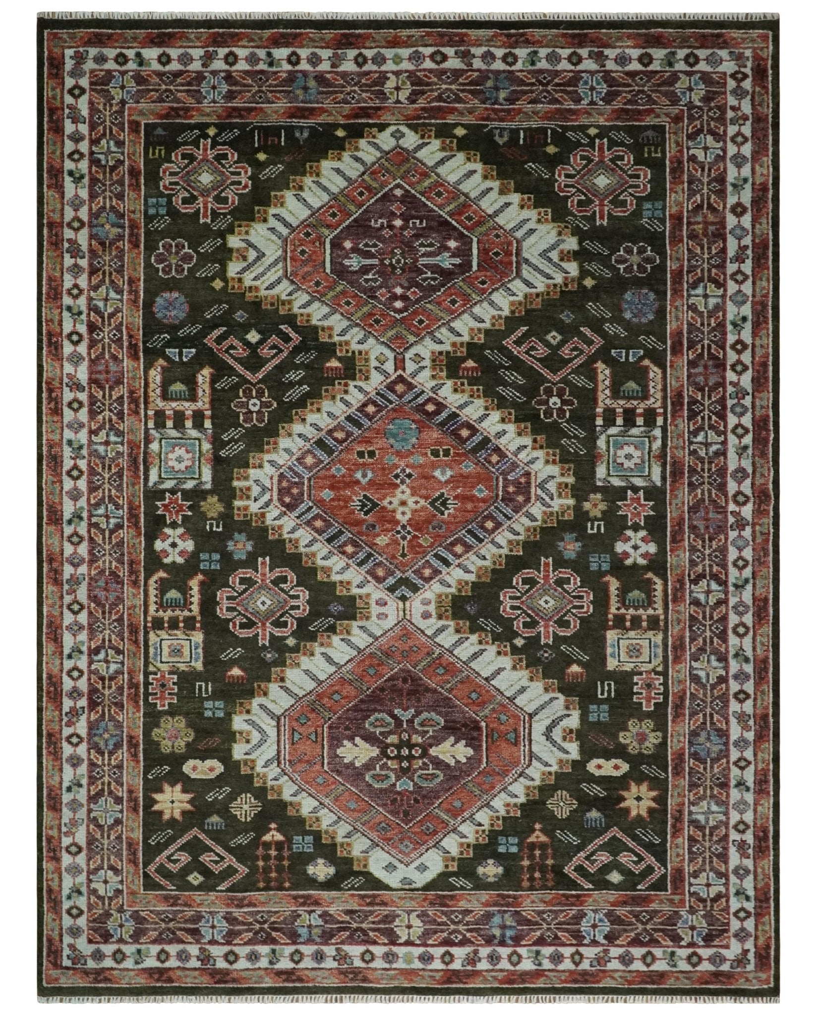 5x8, 6x9, 8x10, 9x12, 10x14 and 12x15 Rust, Ivory and Brown Oriental Traditional Persian Area Rug | TRDCP1095 - The Rug Decor