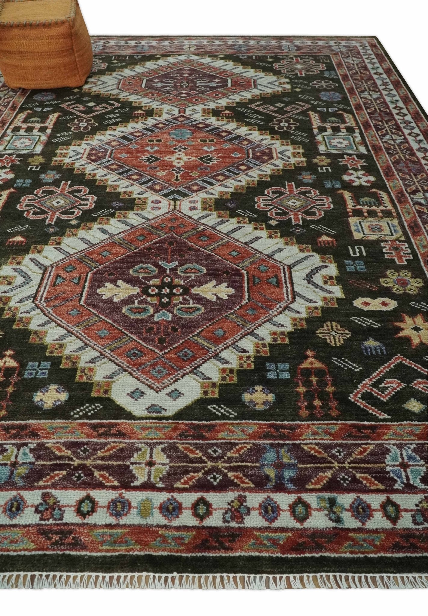 5x8, 6x9, 8x10, 9x12, 10x14 and 12x15 Rust, Ivory and Brown Oriental Traditional Persian Area Rug | TRDCP1095 - The Rug Decor