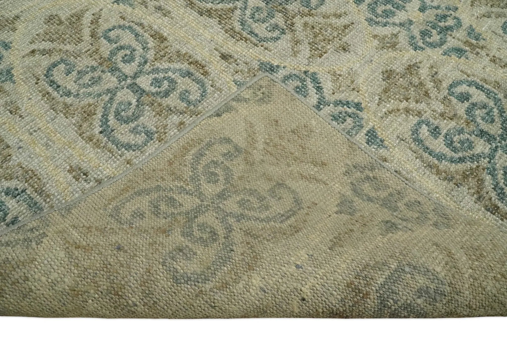 5x8 Hand Knotted Beige, Blue and Camel Modern Persian Style Contemporary Bamboo Silk Area Rug | OP71