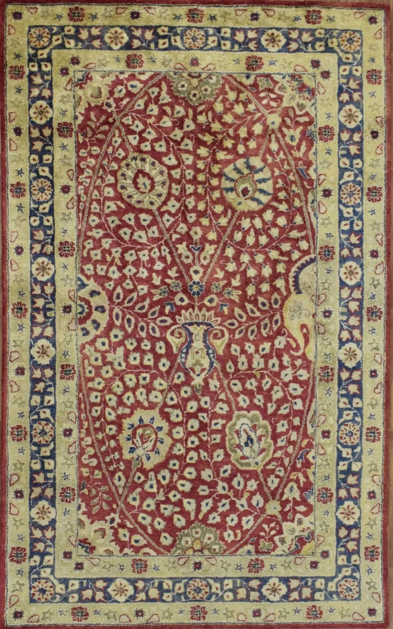 5x8 Red and Gold Handmade Classic Vintage Design Wool Area Rug