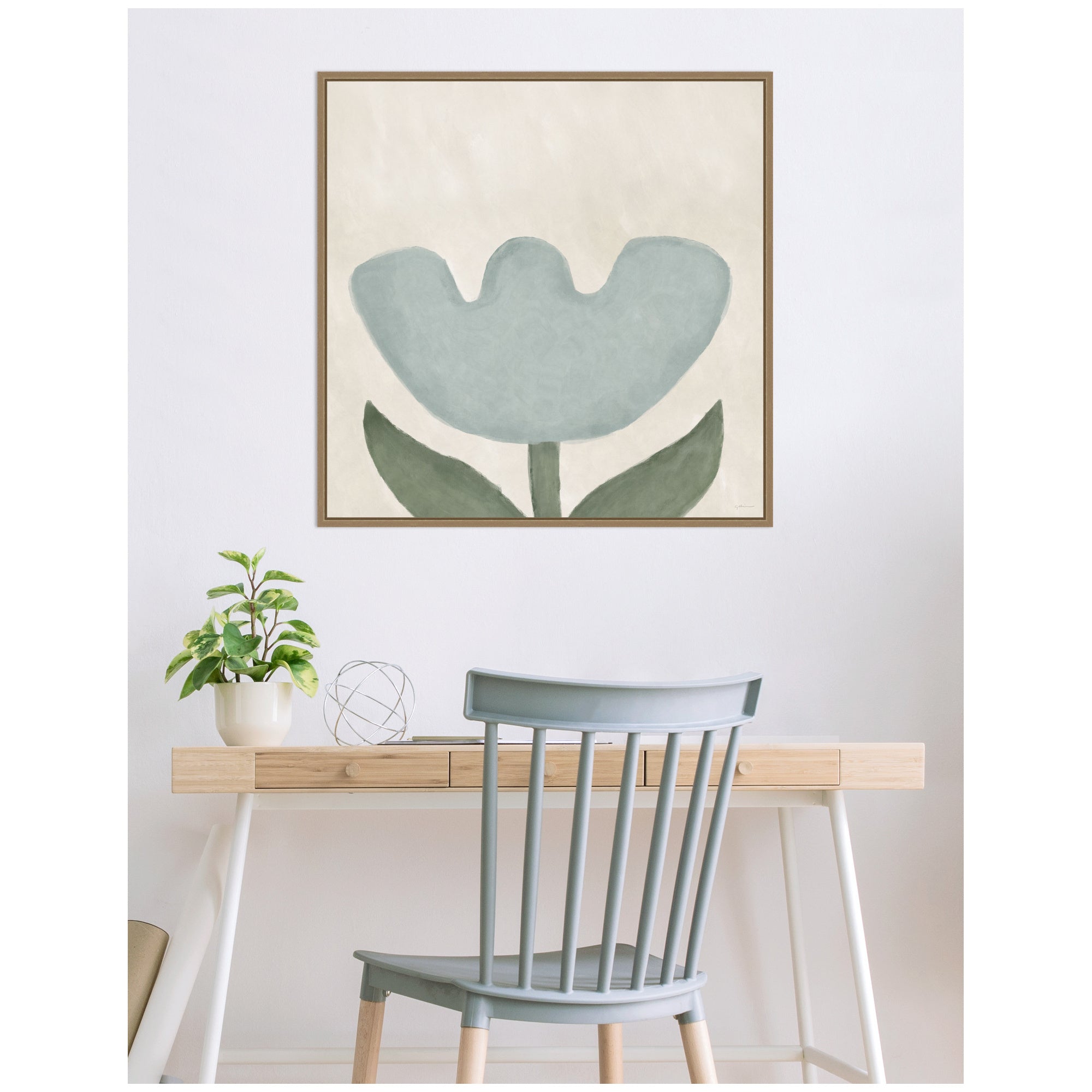 Blue Flower by Gabrielly Guedes Framed Canvas Wall Art Print