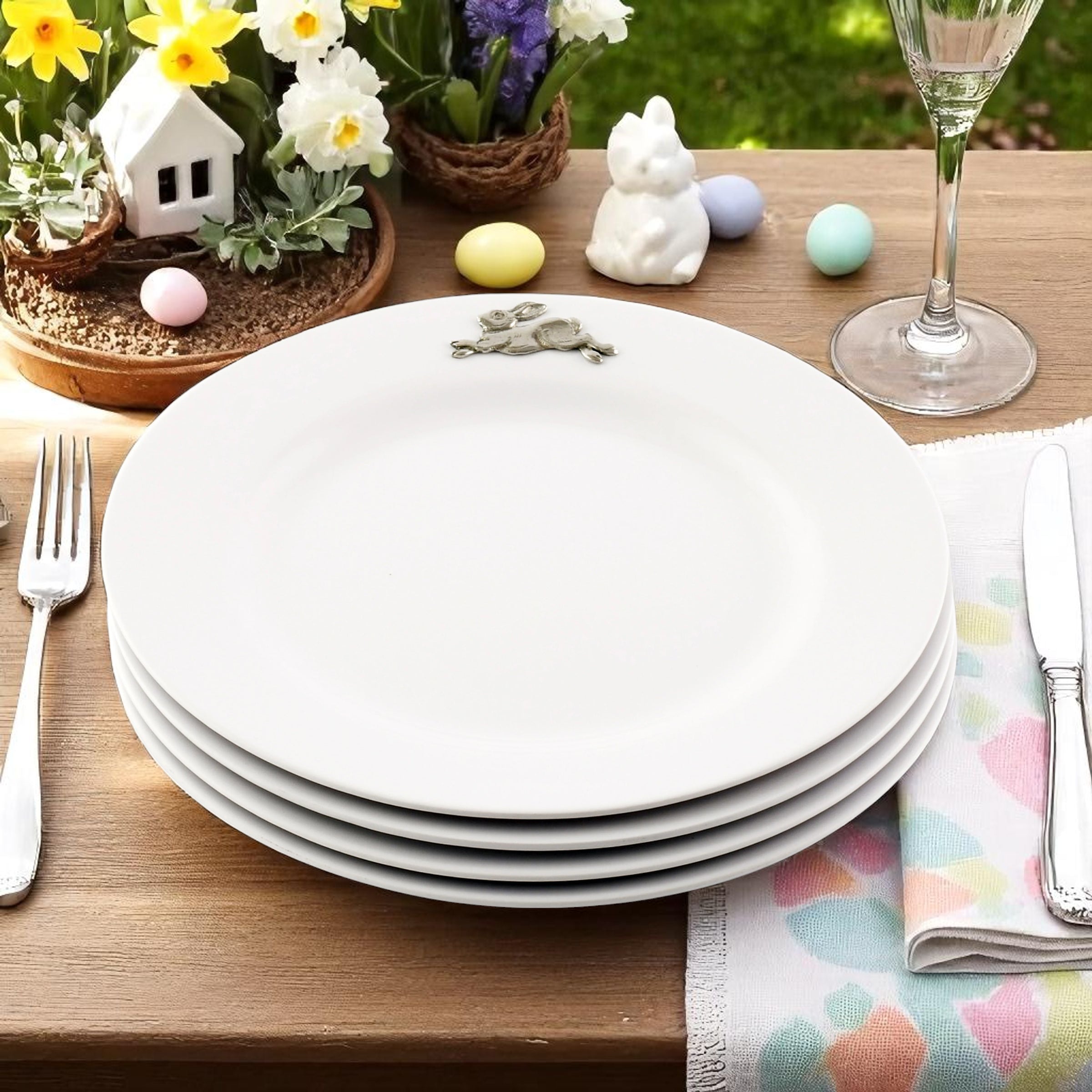 Bunny / Rabbit Melamine Lunch Plates - Set of 4