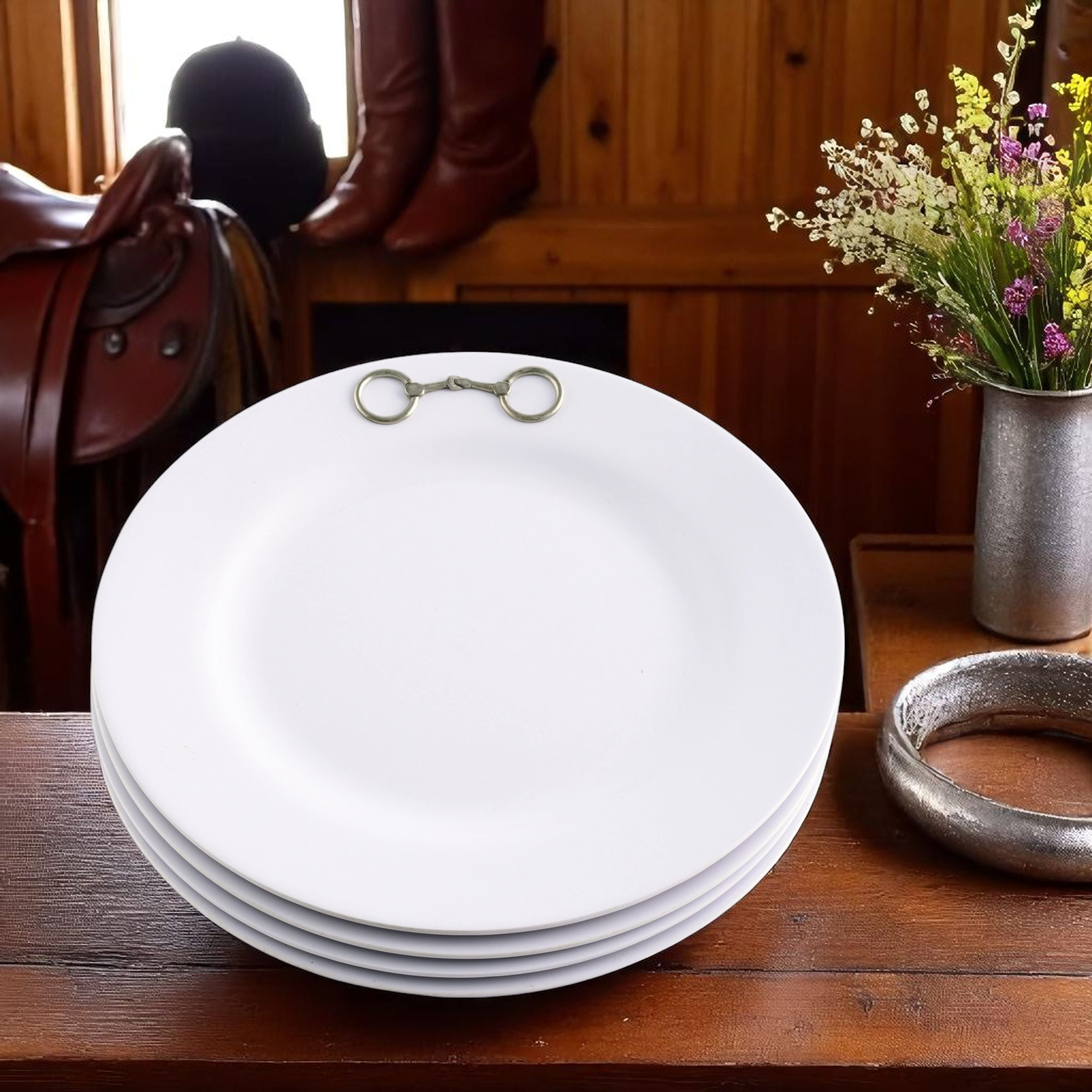 Equestrian Bit Melamine Lunch Plates - Set of 4