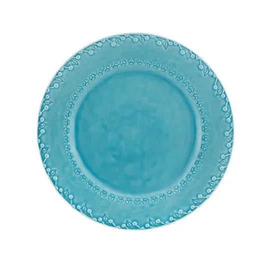 Flora Earthenware Dinner Plate in Blue (Set of 4) - The Mayfair Hall