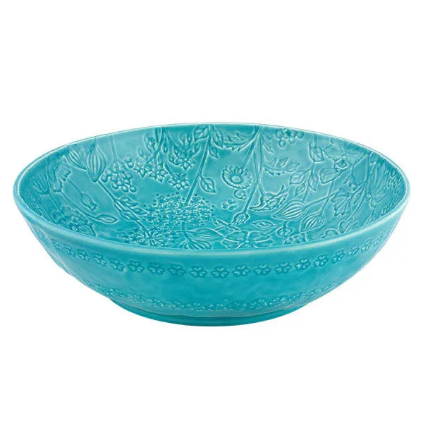 Flora Earthenware Salad Bowl in Blue - The Mayfair Hall