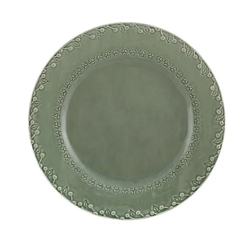 Flora Earthenware Dinner Plate in Gray (Set of 4) - The Mayfair Hall