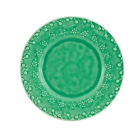 Flora Earthenware Dessert Plate in Green (Set of 4) - The Mayfair Hall