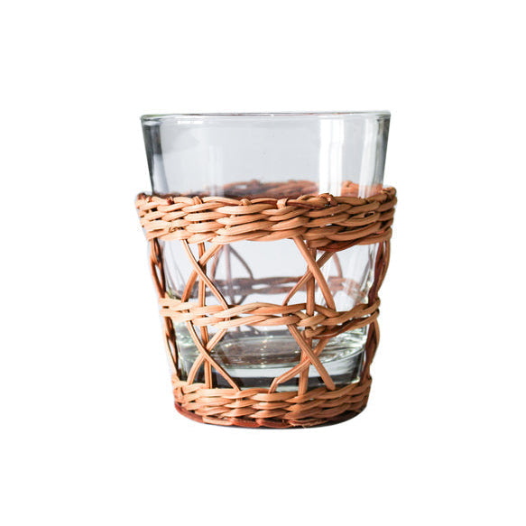 Rattan Cage Glass Tumbler — Wide