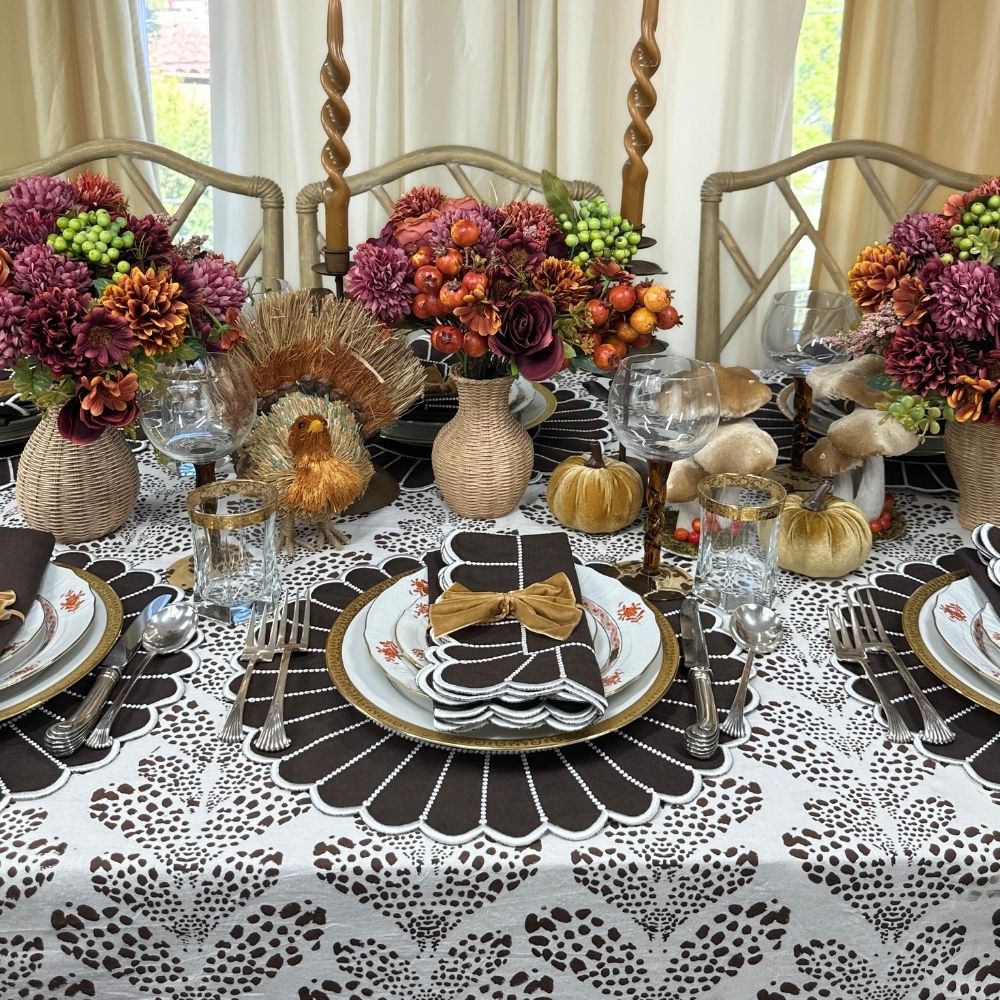 100% Linen - Studio Collection: Pippa Napkin - Cocoa/White (Set of 4)