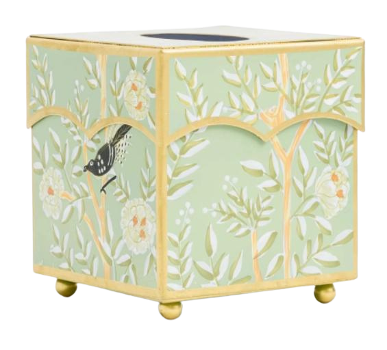 Beautiful Celadon Chinoiserie Tissue Box - The Mayfair Hall