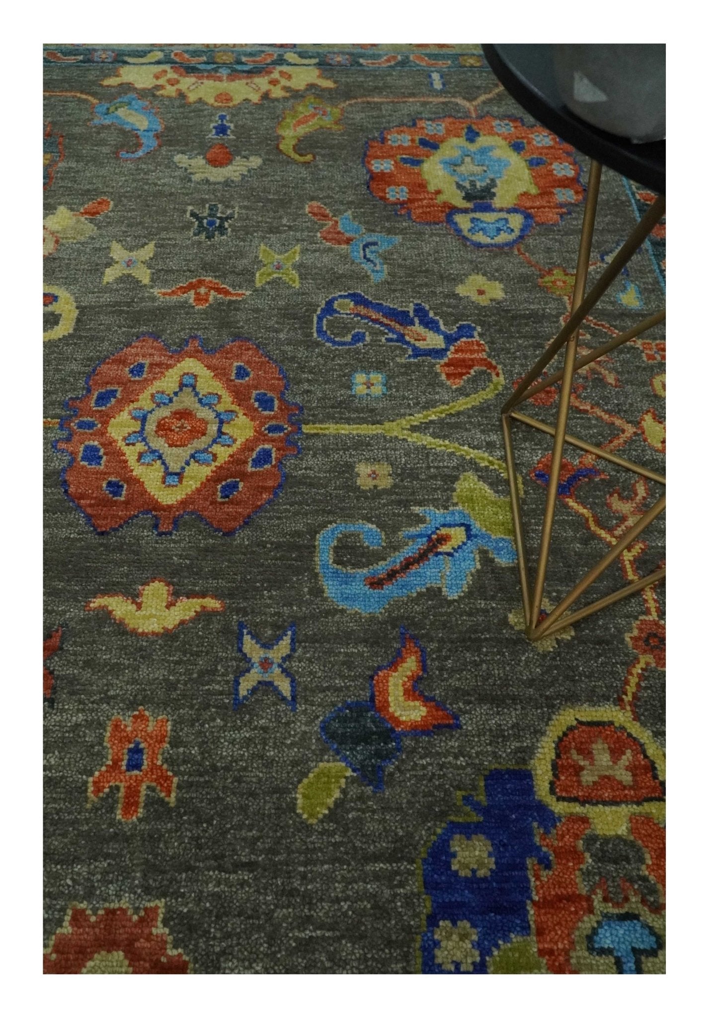 6x9, 8x10, 9x12, 10x14 and 12x15 Wool Traditional Persian Gray and Beige Vibrant Colorful Hand knotted Oushak Area Rug | TRDCP1073 - The Rug Decor