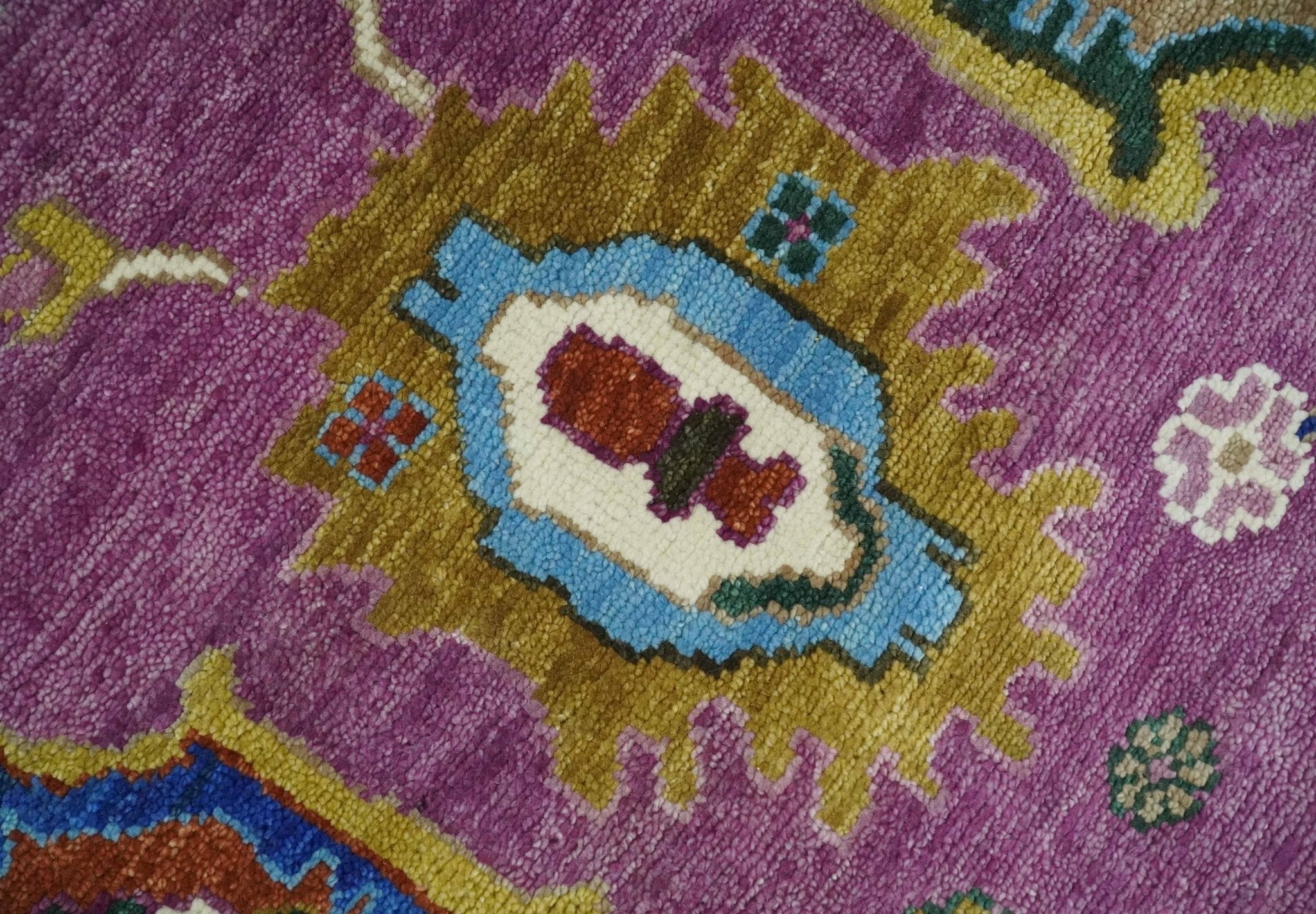 6x9, 8x10, 9x12, 10x14 and 12x15 Wool Traditional Persian Purple and Ivory Vibrant Colorful Hand knotted Oushak Area Rug | TRDCP1065 - The Rug Decor