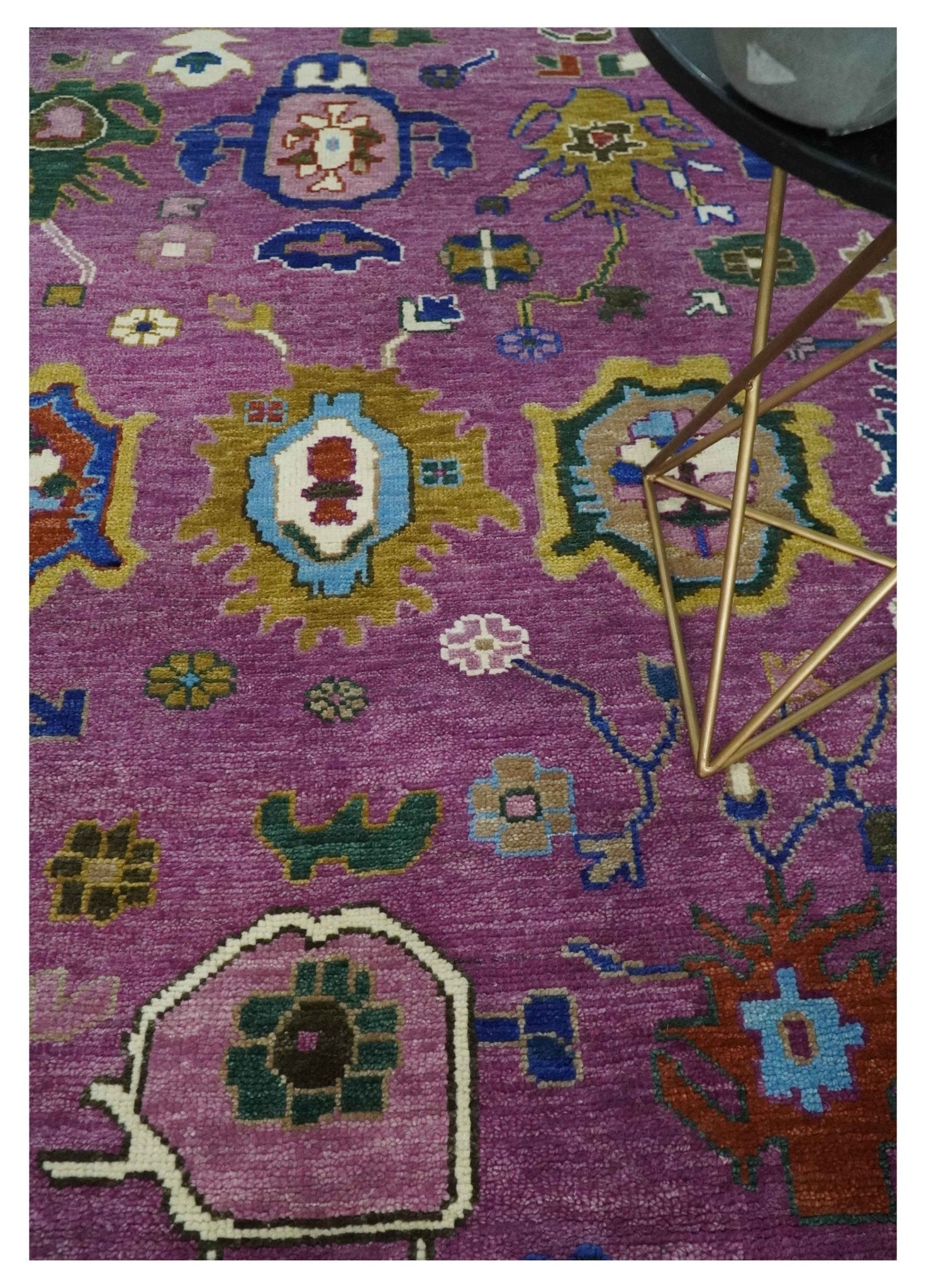 6x9, 8x10, 9x12, 10x14 and 12x15 Wool Traditional Persian Purple and Ivory Vibrant Colorful Hand knotted Oushak Area Rug | TRDCP1065 - The Rug Decor