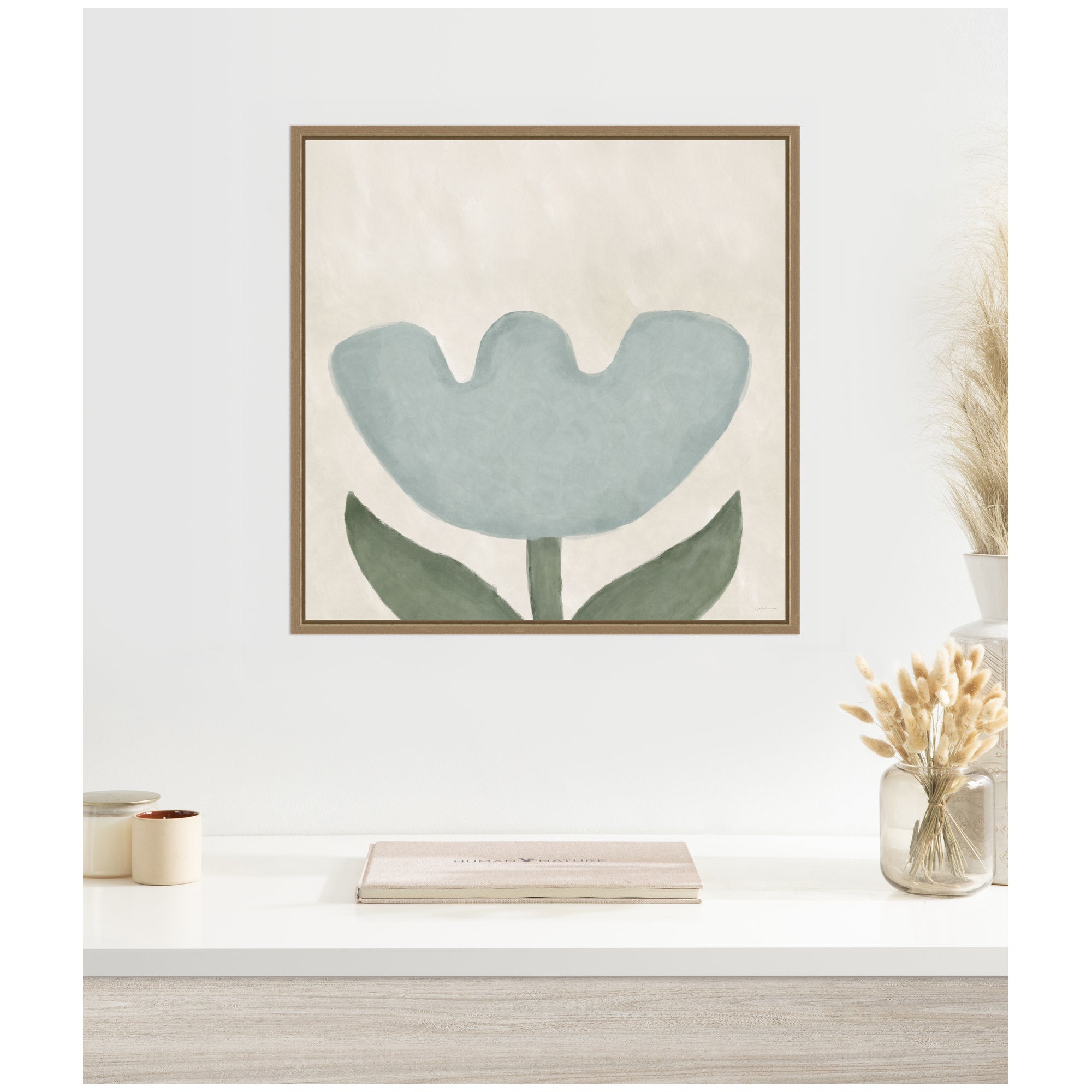 Blue Flower by Gabrielly Guedes Framed Canvas Wall Art Print