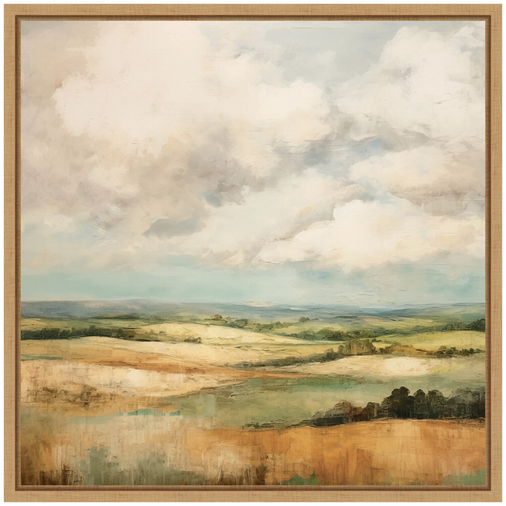 Sylvie Rolling Hills Abstract Landscape Framed Canvas by The Creative Bunch Studio