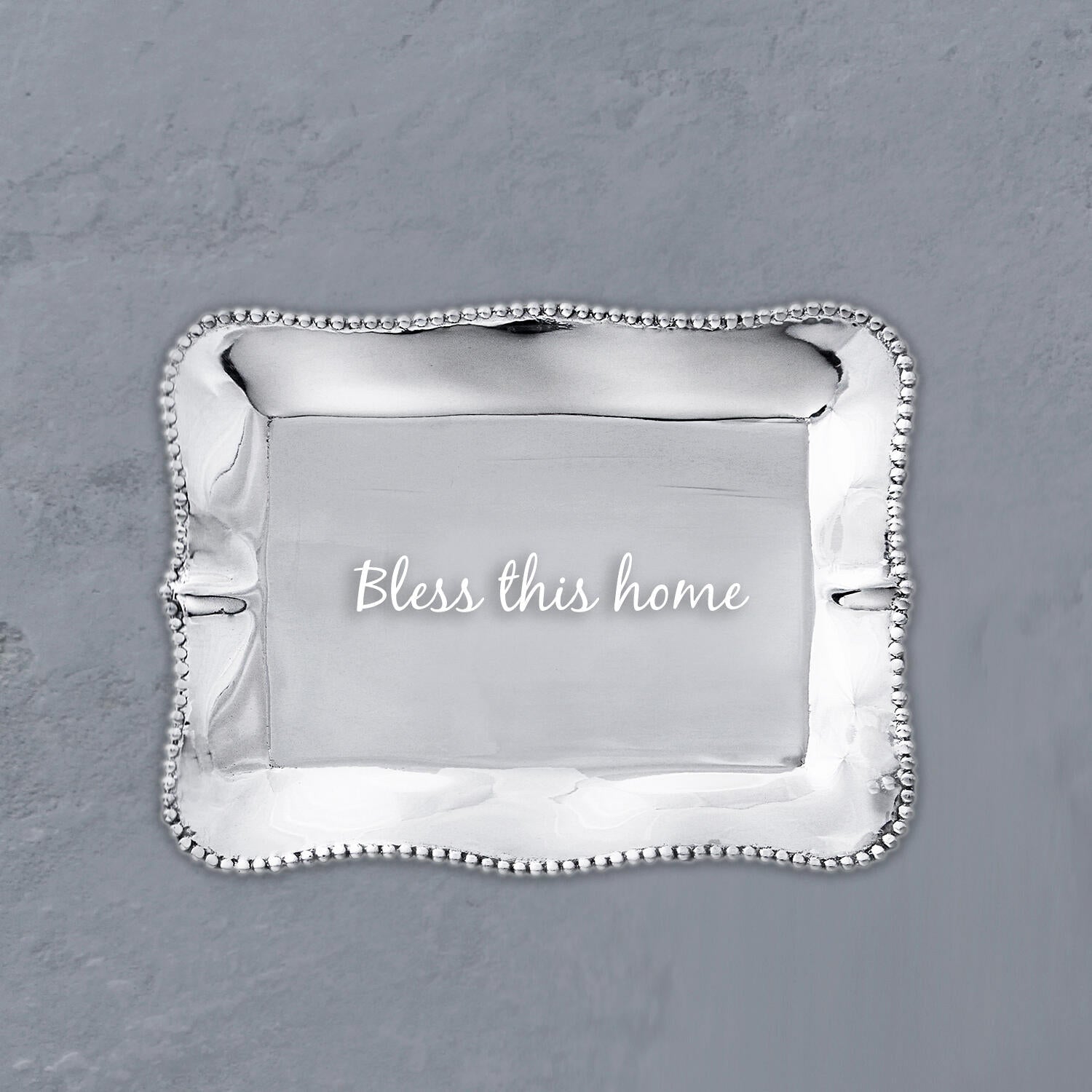GIFTABLES Pearl Denisse Rectangular Engraved Tray "Bless this home"