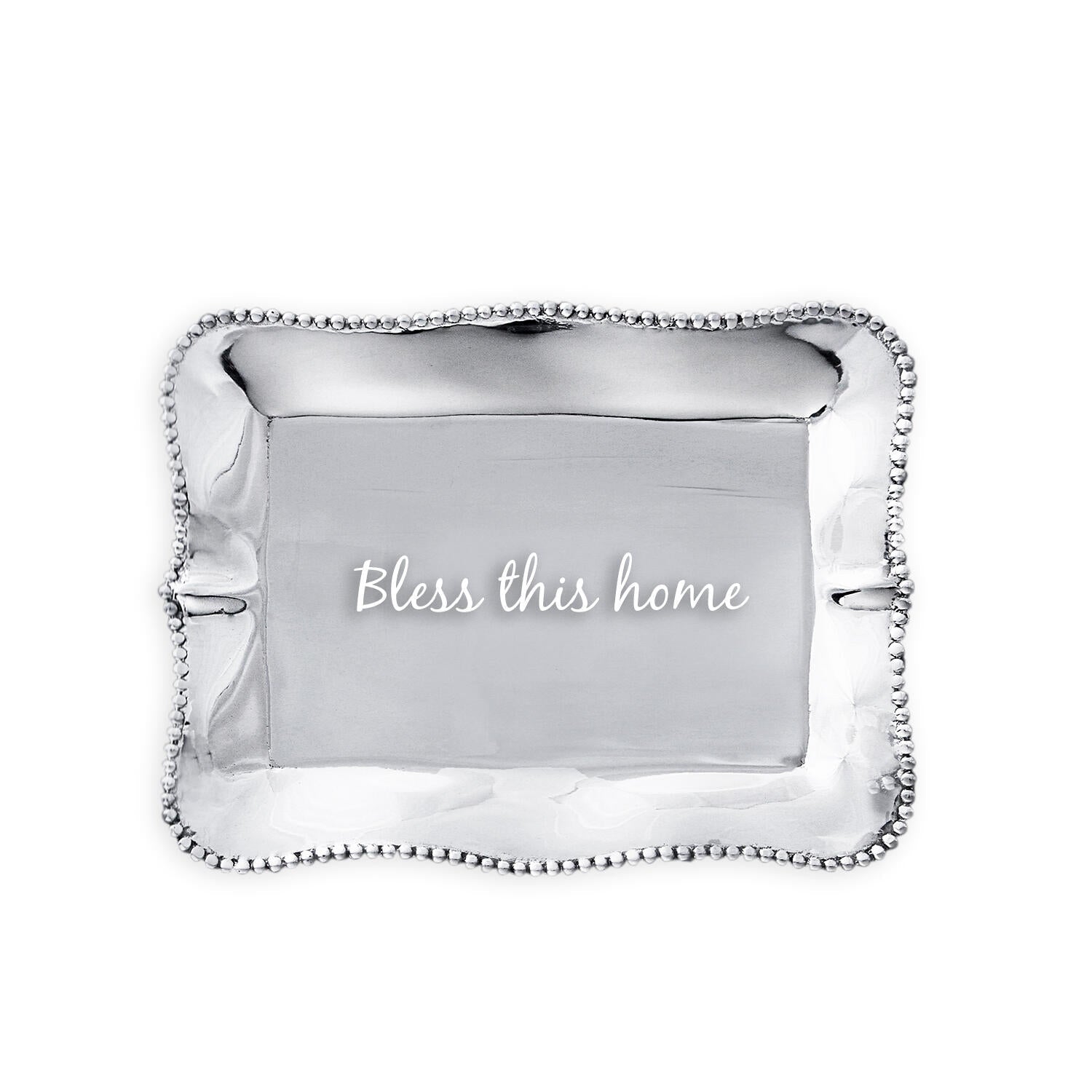GIFTABLES Pearl Denisse Rectangular Engraved Tray "Bless this home"
