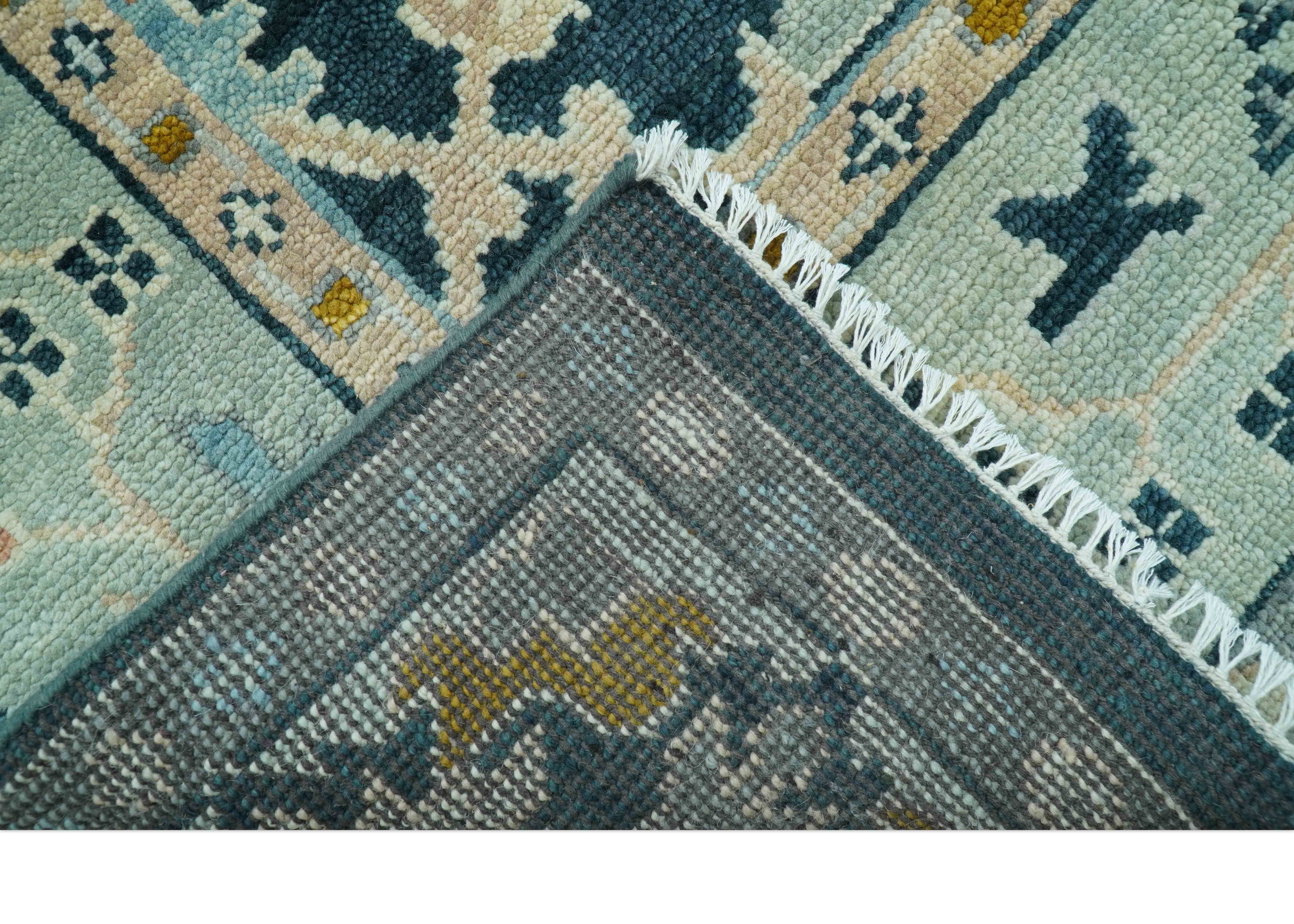 Custom Made Traditional Donegal Design Blue Hand Knotted wool area rug