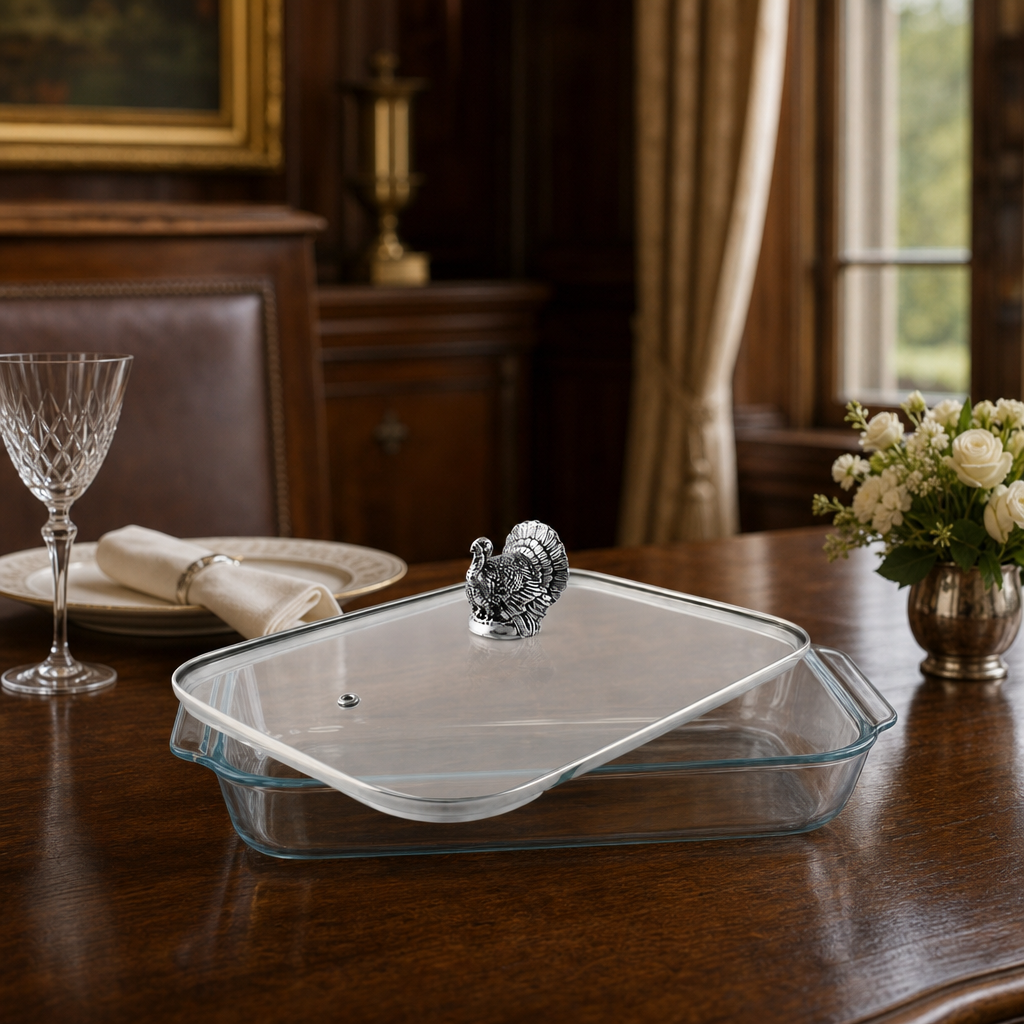 Turkey Lid with Pyrex 3 quart Baking Dish
